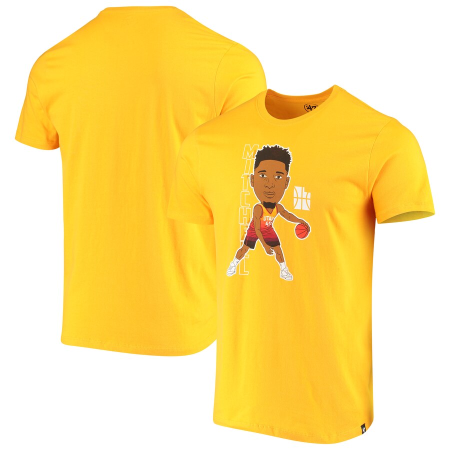 Men 2020 NBA Donovan Mitchell Utah Jazz Gold Bobblehead Player TShirt->nba t-shirts->Sports Accessory